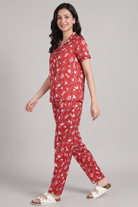Zivame Satin Pyjama Set - Barbados Cherry — thumbnail 3
